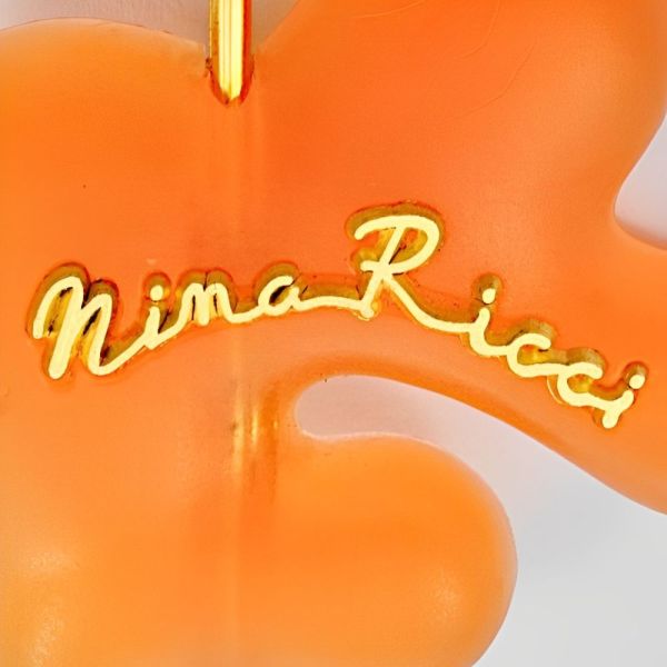 Nina Ricci Gold Plated and Abstract Orange Plastic Brooch