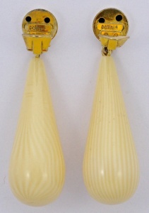 Pellini Gold Tone Cream Drop Statement Earrings circa 1980s