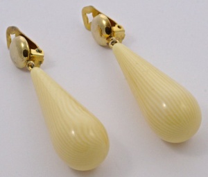 Pellini Gold Tone Cream Drop Statement Earrings circa 1980s