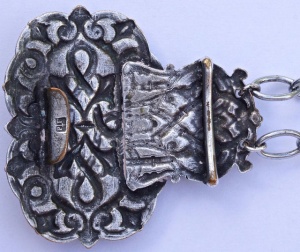 Piel Freres Art Nouveau Silver Plated Turquoise Glass Chain Belt
