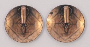 Mid Century Round Copper Geometric Clip On Earrings