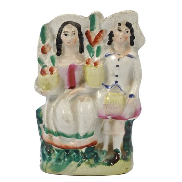 Antique Victorian Staffordshire Pottery Flat Back Couple
