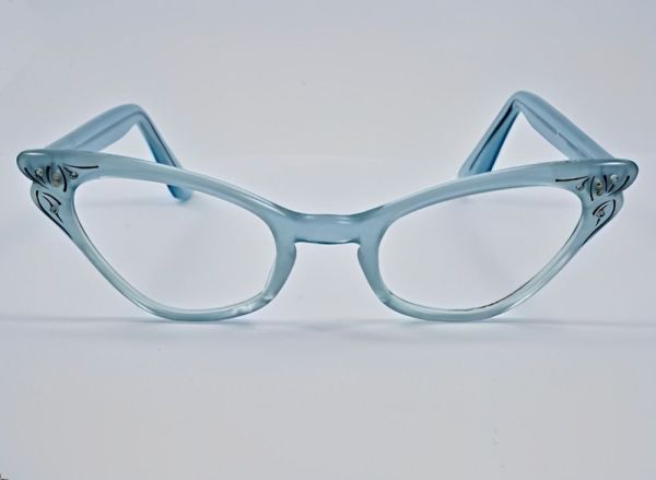 Selecta French Velvet Blue Cat Eyeglass Frames 1960s