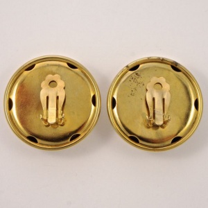 Large Gold Plated Shiny Domed Clip On Earrings circa 1980s