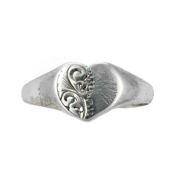 22ct Gold over Silver Heart Signet Ring 1970s