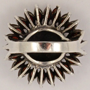 Silver Garnet and Marcasite Flower Statement Ring
