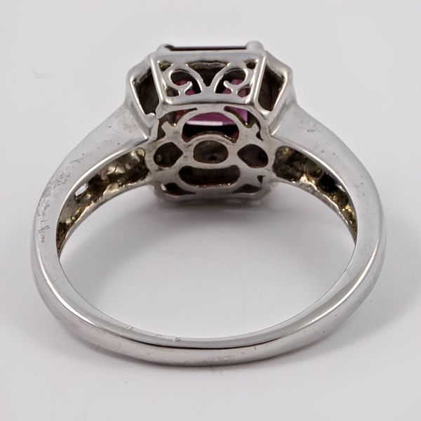 Sterling Silver Faux Garnet Ring with Diamantes circa 1990s