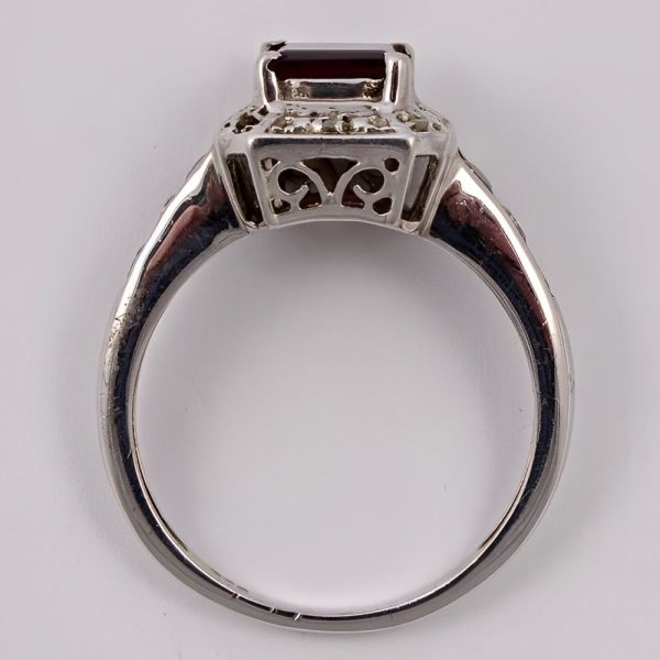 Sterling Silver Faux Garnet Ring with Diamantes circa 1990s
