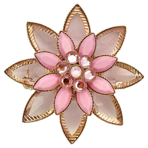 Silver Plated Flower Brooch with Pink Glass Stones