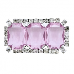 Brooch with Lilac Glass Stones and Diamantés circa 1980s