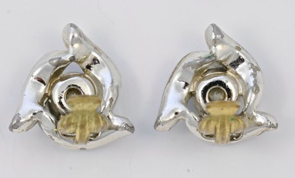 Gold Tone Blue Aurora Borealis Clip On Earrings circa 1950s
