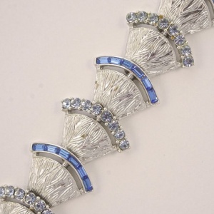 Jewelcraft Silver Plated and Blue Diamante Bracelet circa 1960s