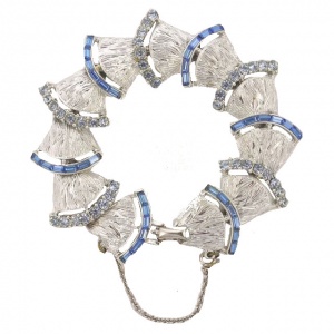 Jewelcraft Silver Plated and Blue Diamante Bracelet circa 1960s