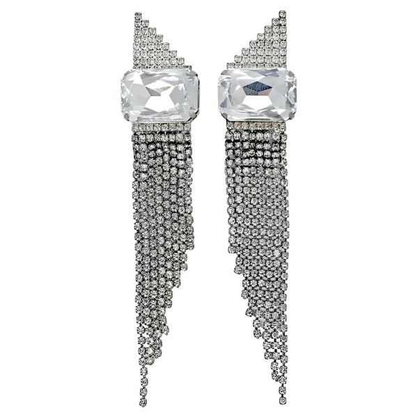 Rhinestone Chandelier Cocktail Clip On Earrings circa 1980s