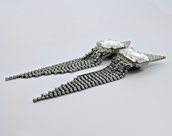 Rhinestone Chandelier Cocktail Clip On Earrings circa 1980s