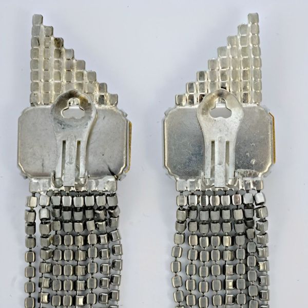 Rhinestone Chandelier Cocktail Clip On Earrings circa 1980s