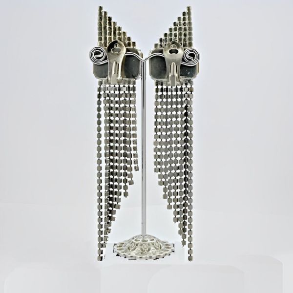 Rhinestone Chandelier Cocktail Clip On Earrings circa 1980s