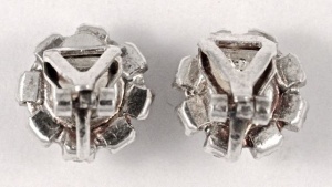 Silver Tone Round Diamante Clip On Earrings circa 1960s