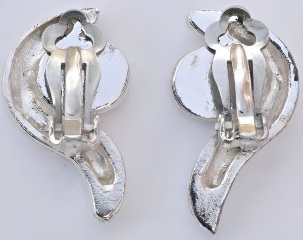 Swirl Design Diamante Link Necklace and Clip Earrings