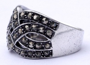 Vintage Silver and Marcasite Ring circa 1970s