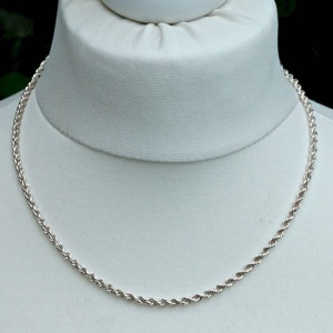 Sterling Silver 18 inch Rope Twist Chain Necklace 1990s