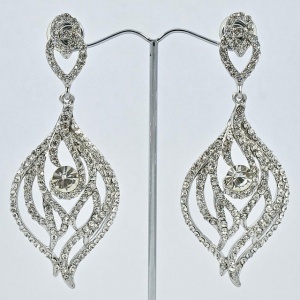 Swarovski Silver Tone Long Crystal Chandelier Earrings