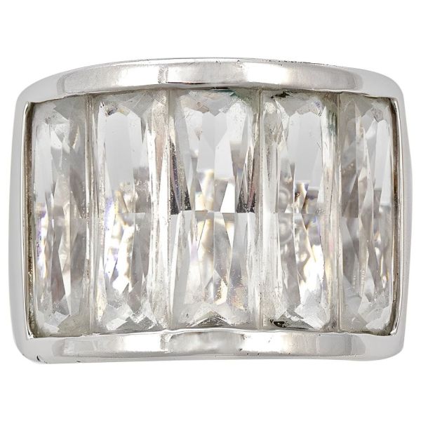 Swarovski Silver Tone and Clear Crystal Swan Logo Ring