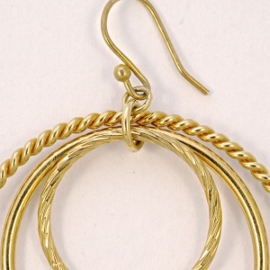 Gold Plated Triple Hoop Earrings circa 1980s