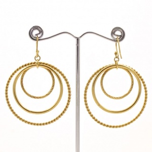 Gold Plated Triple Hoop Earrings circa 1980s