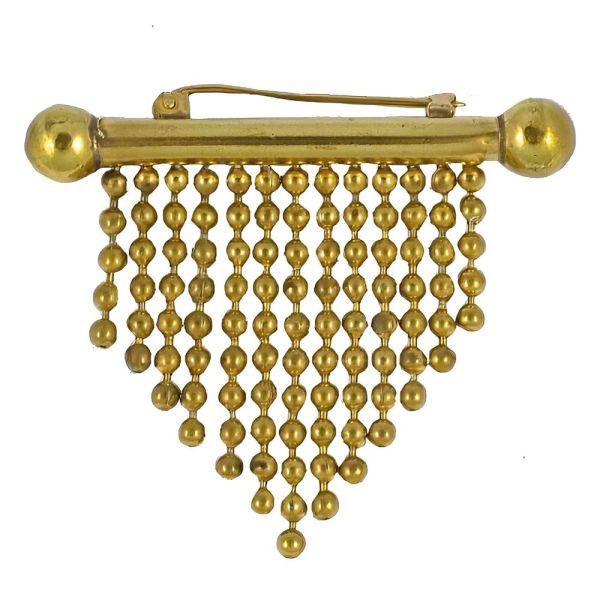 Antique Victorian Gold Plated Ball Fringe Brooch