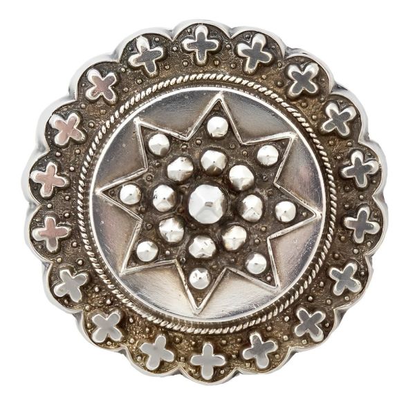 Antique Victorian Sterling Silver Round Star Brooch