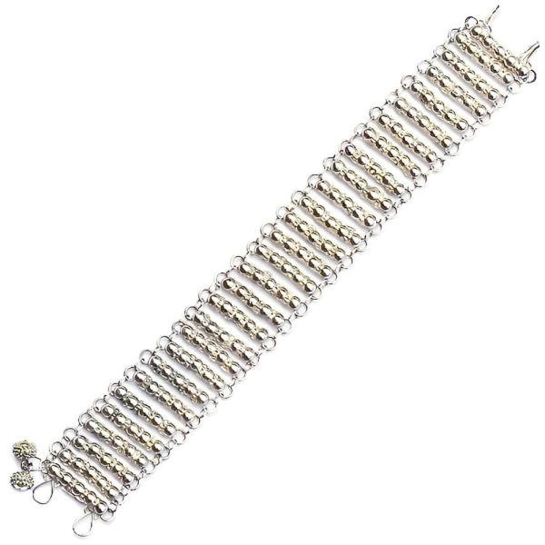 Hand Made Silver Nigeria Ball Design Link Bracelet