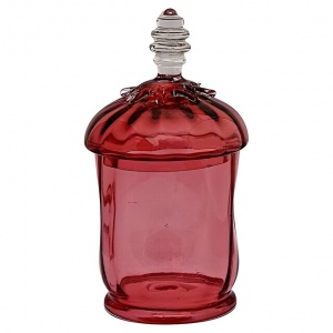 Antique Victorian Handmade Cranberry Glass Jar