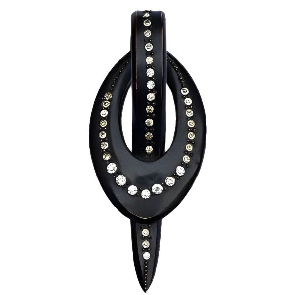 Art Deco Black Celluloid & Diamante Hat Pin