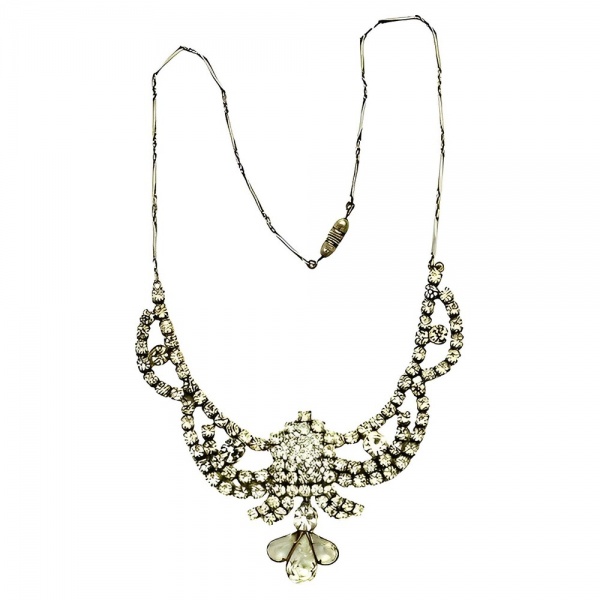 Art Deco Gold Plated Rhinestone Necklace