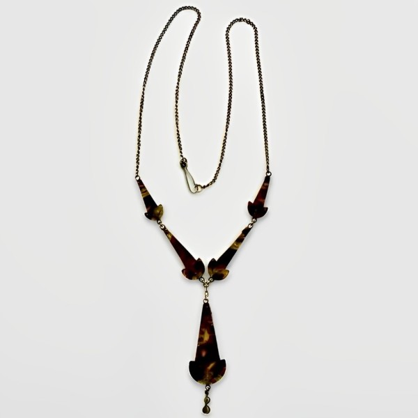 Art Deco Rhinestone and Faux Tortoiseshell Necklace