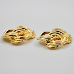 Butler & Wilson Gold Plated Twist Clip On Earrings circa 1980s