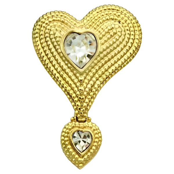 Butler & Wilson Large Double Crystal Heart Brooch circa 1980s