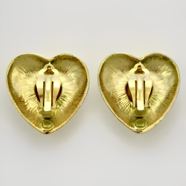 Butler & Wilson Gold Plated Crystal Heart Earrings circa 1980s