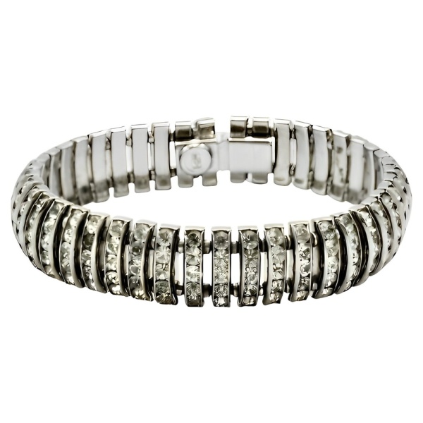 Butler & Wilson Silver Tone and Crystals Link Bracelet