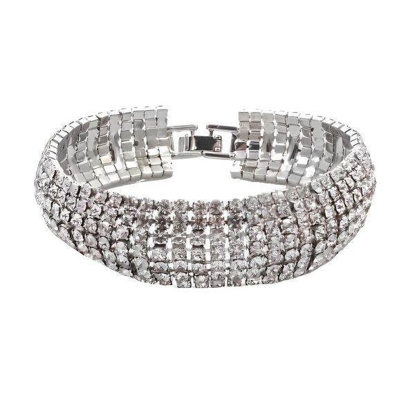 Classic Silver Tone and Clear Diamante Bracelet