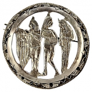 Egyptian Revival Silver Brooch
