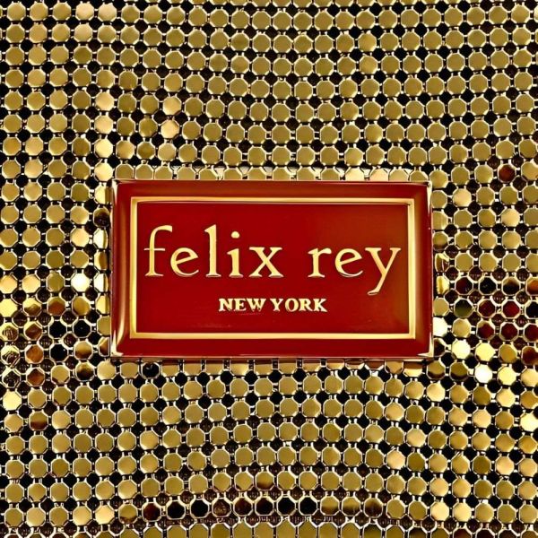 Felix Rey New York Gold Mesh Pink White Clutch Bag