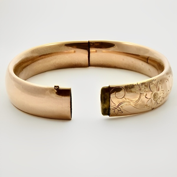FMCO Antique Rose Gold Filled Engraved Bangle Bracelet
