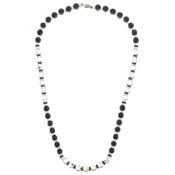 French Jet and Aurora Borealis Necklace circa 1950s