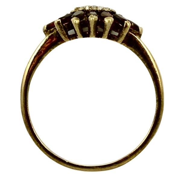 Gold Plated and Garnet Ring with Clear Crystals