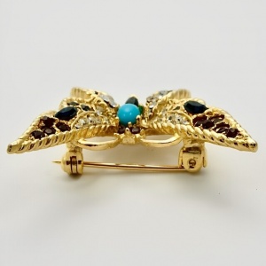 Gold Plated Butterfly Brooch with Crystals circa 1980s