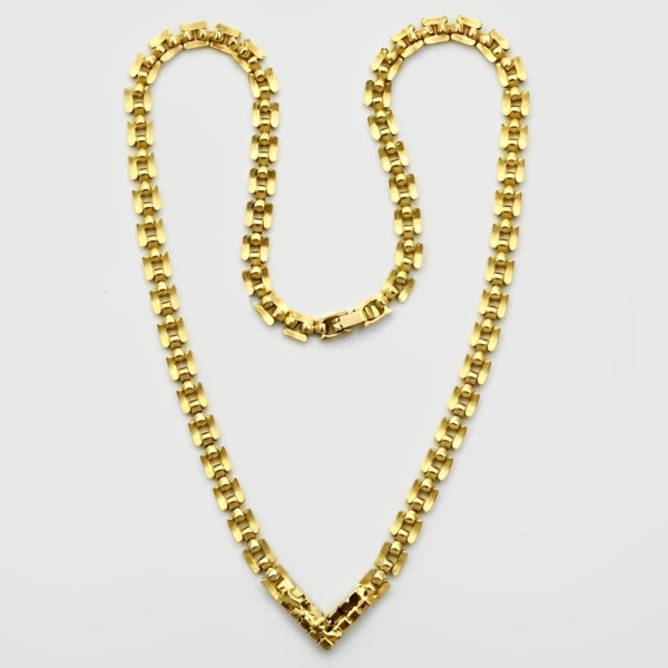 Gold Plated Panther Chain Necklace with Crystals circa 1980s