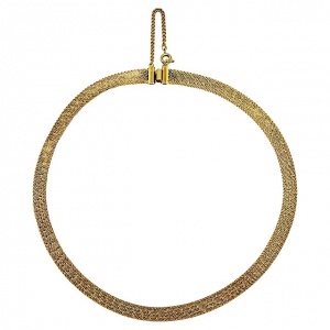 Gold Plated Textured Design Mesh Collar Necklace circa 1980s
