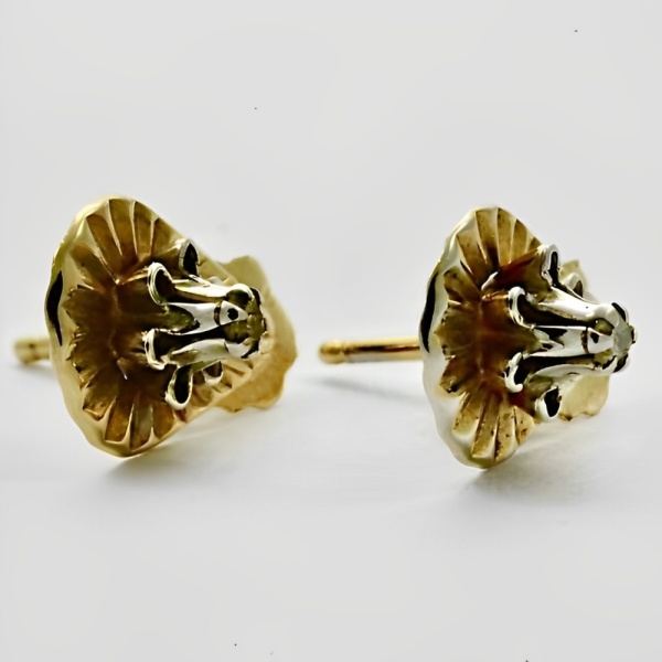 Gold Teardrop Diamond Stud Earrings circa 1940s